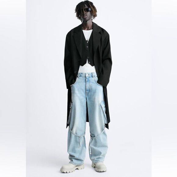 NWT Zara 100% WOOL COAT LIMITED EDITION BLACK COAT SZ M - Picture 1 of 6